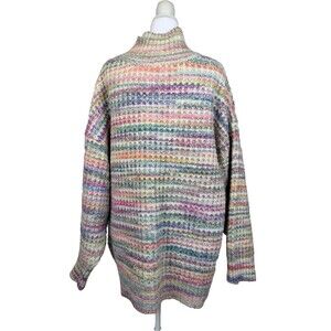 Topshop Multicolor Chunky Knit Sweater Womens Size 12 Mock Neck Cozy Pullover